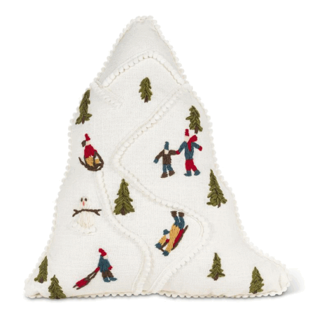 Abbott Pillow - Ski Scene Tree Shaped