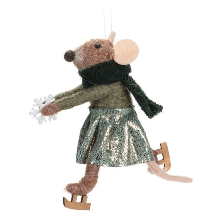 Abbott Ornament - Skating Mouse with Scarf