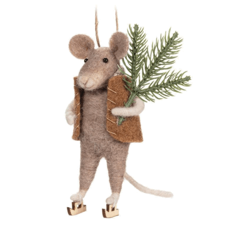Abbott Ornament - Skating Mouse with Tree