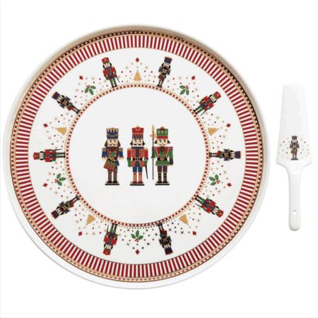 Studio 1811 Round Cake Plate and Server - Nutcrackers