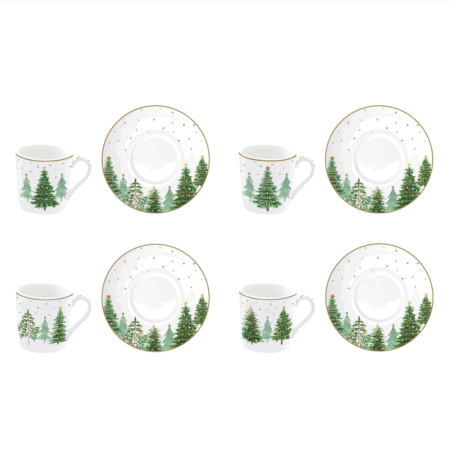 Studio 1811 Espresso Cup & Saucer Set of 4 - Festive Trees