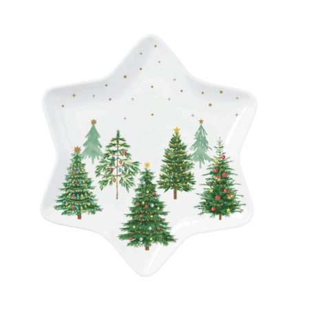 Studio 1811 Star Shaped Plate - Festive Trees