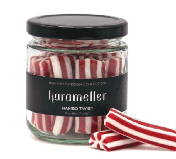 Karameller Swedish Candy Jar 200g – Rambo Twist | Bradshaws