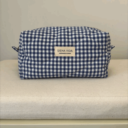 Siena Vida Self Care Pouch Large - Navy Gingham