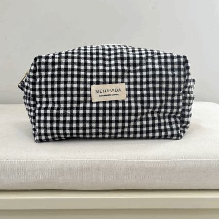 Siena Vida Self Care Pouch Large - Black Gingham