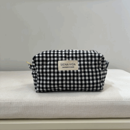 Siena Vida Self Care Pouch Small - Black Gingham