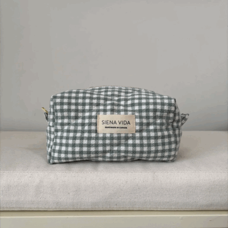 Siena Vida Self Care Pouch Small - Sage Gingham