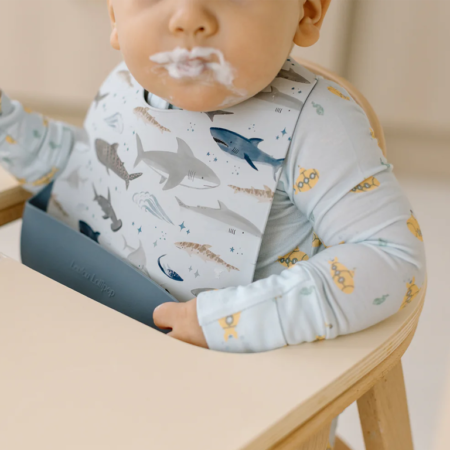 Loulou Lollipop Silicone Bib - Smiley Sharks