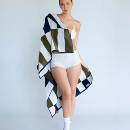 Typical Bath Towel - Offset Stripe Studio Navy, Moss Green and Workshop White