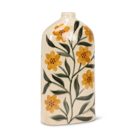 Abbott Flat Vase 12" - Yellow Floral