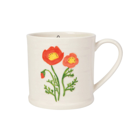 Now Designs Floral Embossed Mug - Poppy