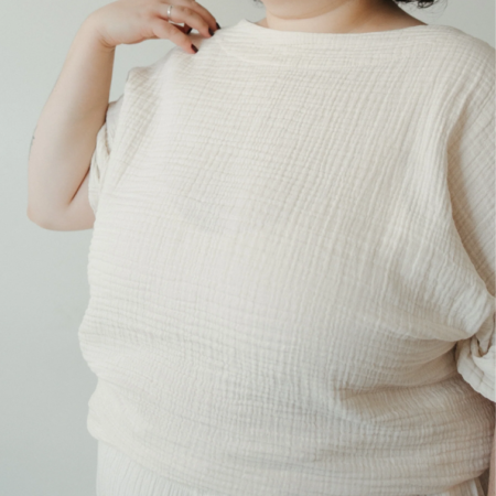 Pokoloko Crinkle Boat Top Plus - Cream