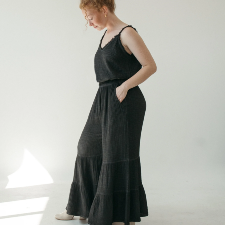 Pokoloko Crinkle Ruffled Pants - Black