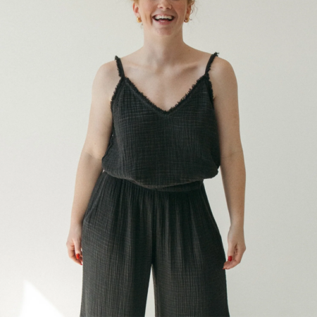 Pokoloko Crinkle Strappy Top - Black