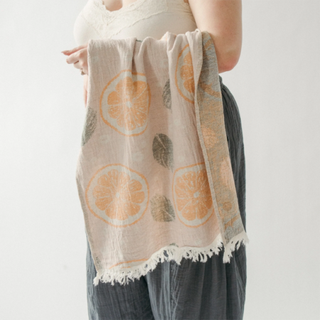 Pokoloko Hand Towel - Orange and Leaf