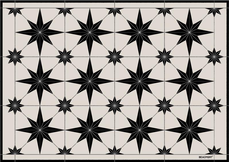 Beaumont Mats Black Stars on White Bradshaws and Kitchen Detail