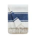 Linen Way Throw - Oslo White with Blue and Dark Blue Stripes - Image 2