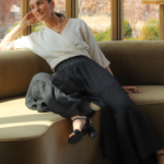 Pokoloko Crinkle Skirt Pants - Black - Image 2