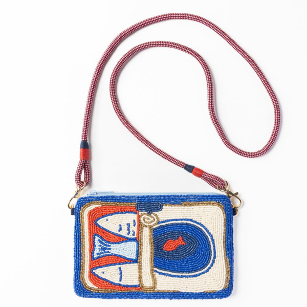 Ink&Alloy Leila Seed Bead Clutch With Strap - Sardines