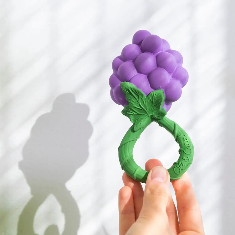 Oli&Carol 2 in 1 Teether and Rattle Toy - Grape - Image 3