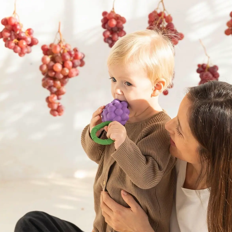 Oli&Carol 2 in 1 Teether and Rattle Toy - Grape - Image 2