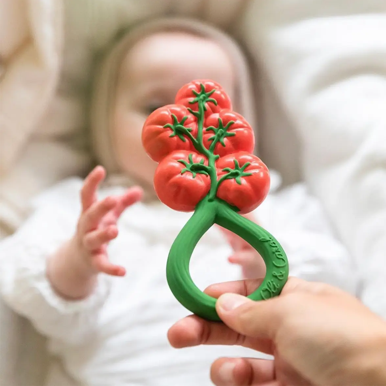 Oli&Carol 2 in 1 Teether and Rattle - Tomato - Image 2