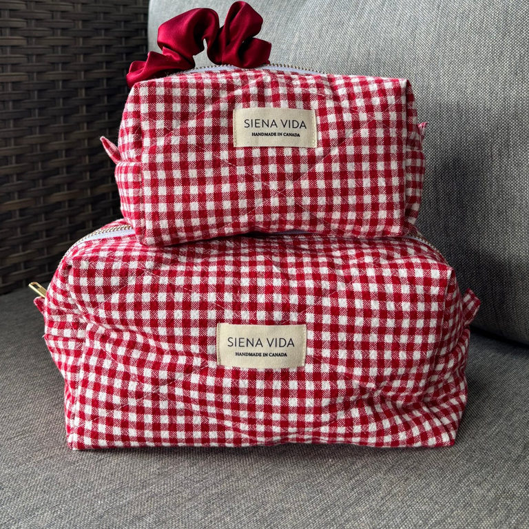 Siena Vida Self Care Pouch Small - Red Gingham - Image 2
