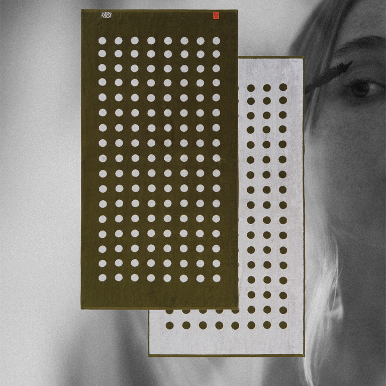 Typical Bath Towel - Polka Dot Moss Green and Ceramic Clay - Image 2