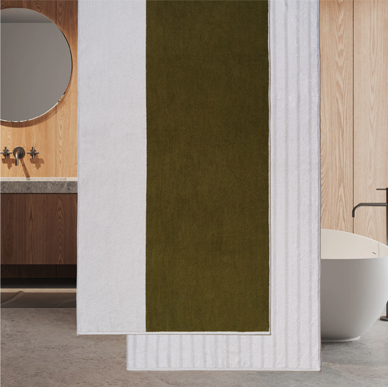 Typical Bath Towel - Two Tone Ceramic Clay and Moss Green - Image 2