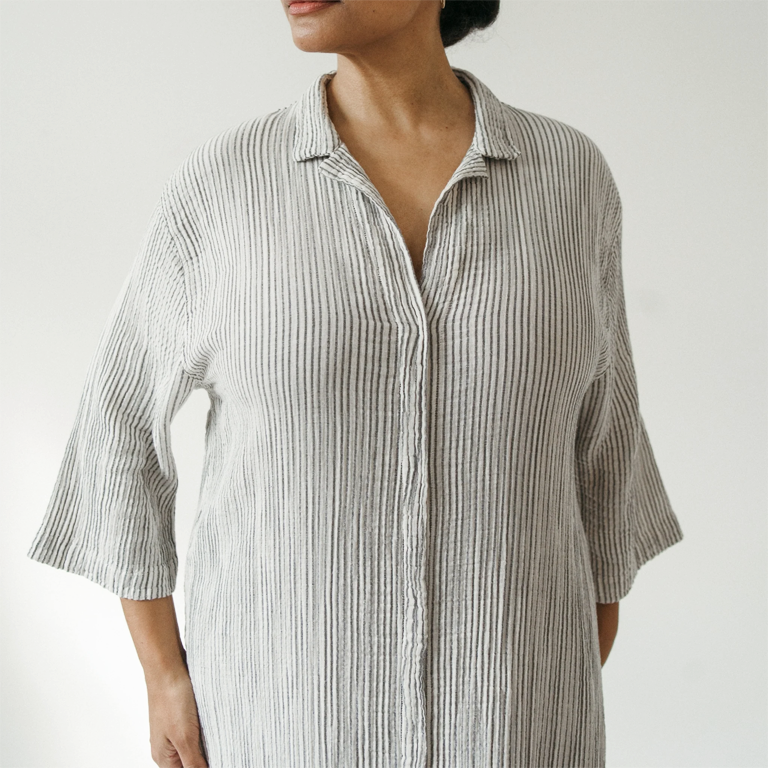 Pokoloko Crinkle Shirt Dress - Striped - Image 3