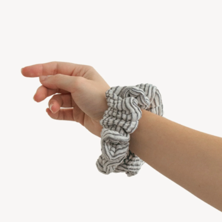 Pokoloko Crinkle Scrunchie - Striped Charcoal