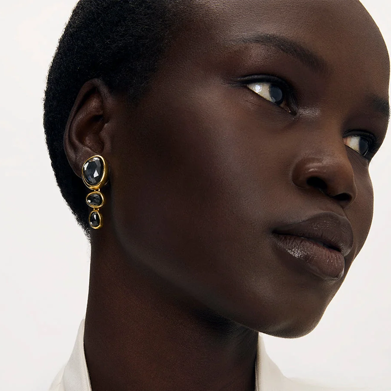 Dean Davidson Cala Statement Earrings - Iridescent Hematite - Image 2